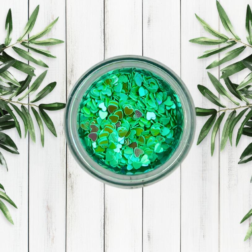 heart green sequins